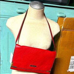 Michael Michael Kors Beverly - Oversized Leather Clutch - RED